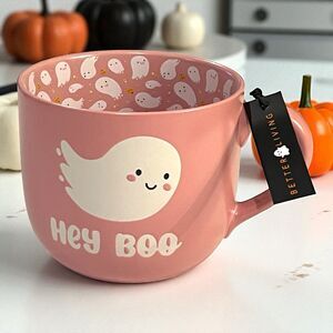 Better Living HEY BOO Cute Ghosts Pink Halloween Large Mug Ghosts Inside